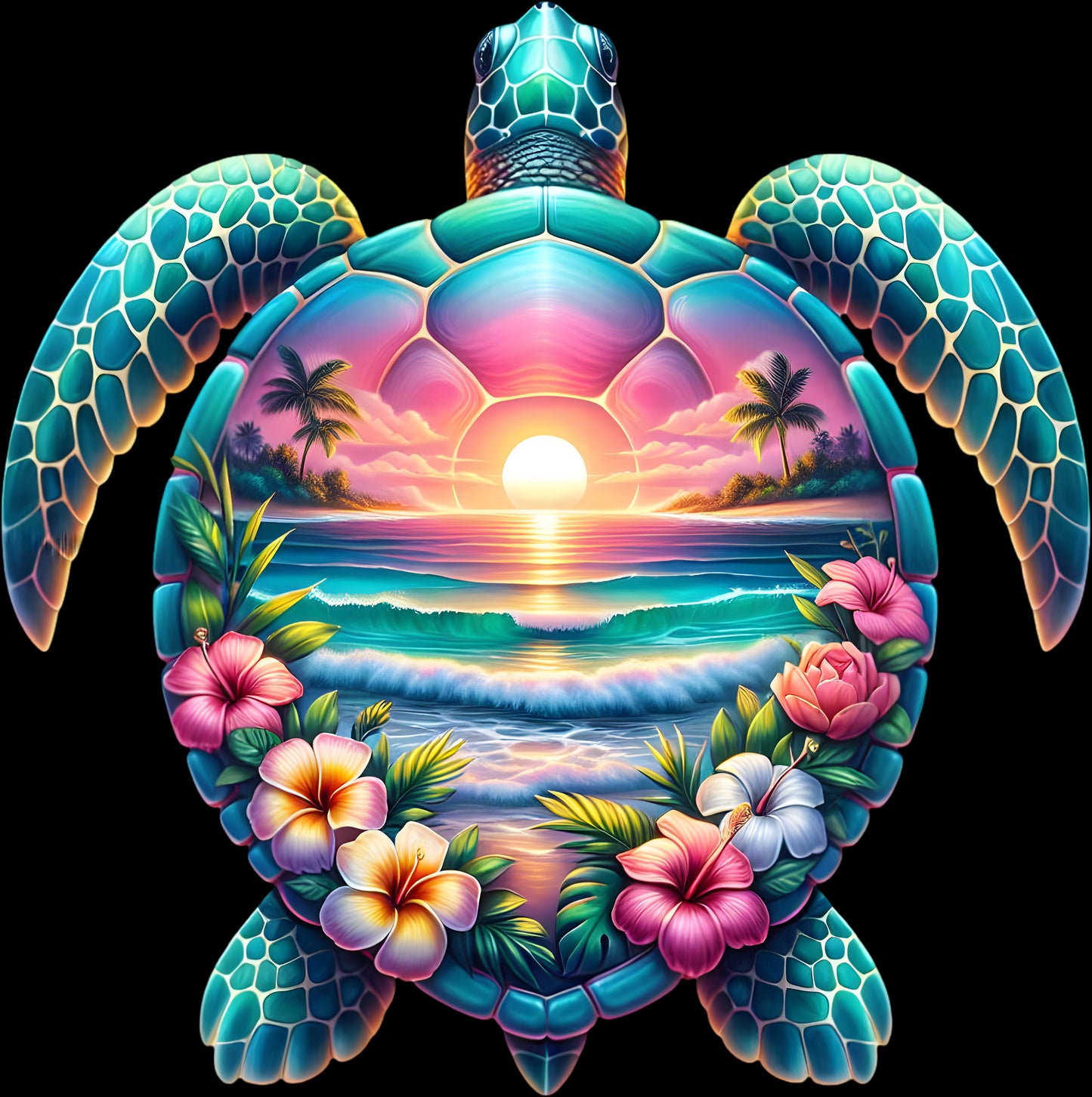 DTF Transfer – Sunset Turtle Multi Sizes (AN-TR003)