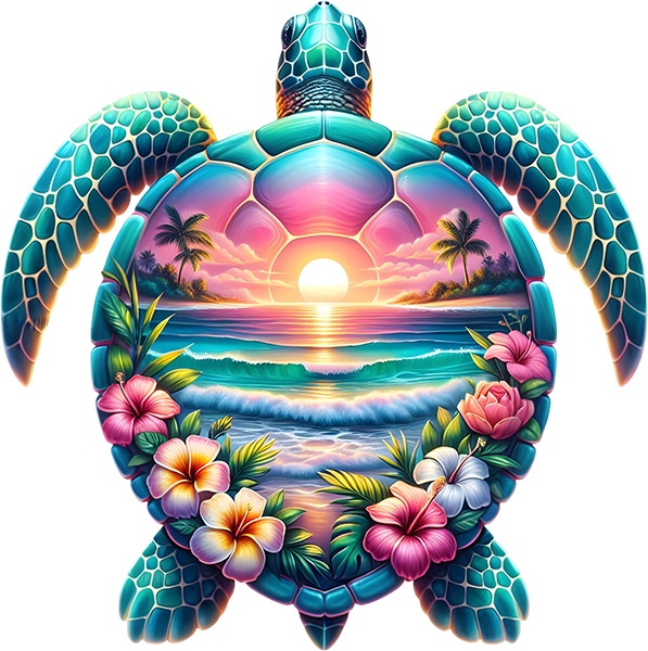 DTF Transfer – Sunset Turtle Multi Sizes (AN-TR003)