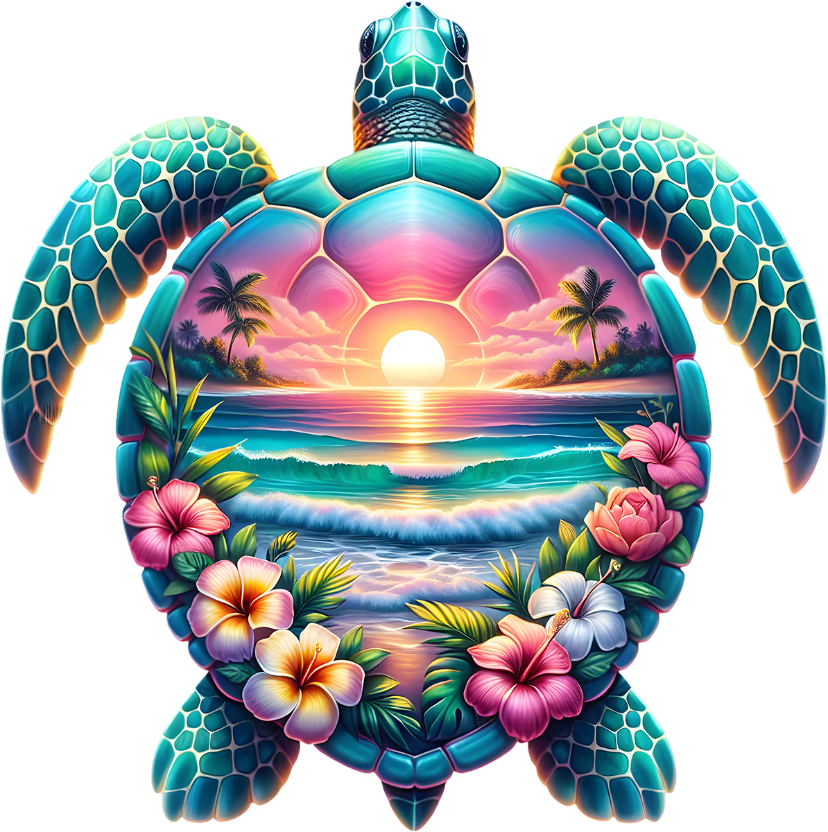 DTF Transfer – Sunset Turtle Multi Sizes (AN-TR003)