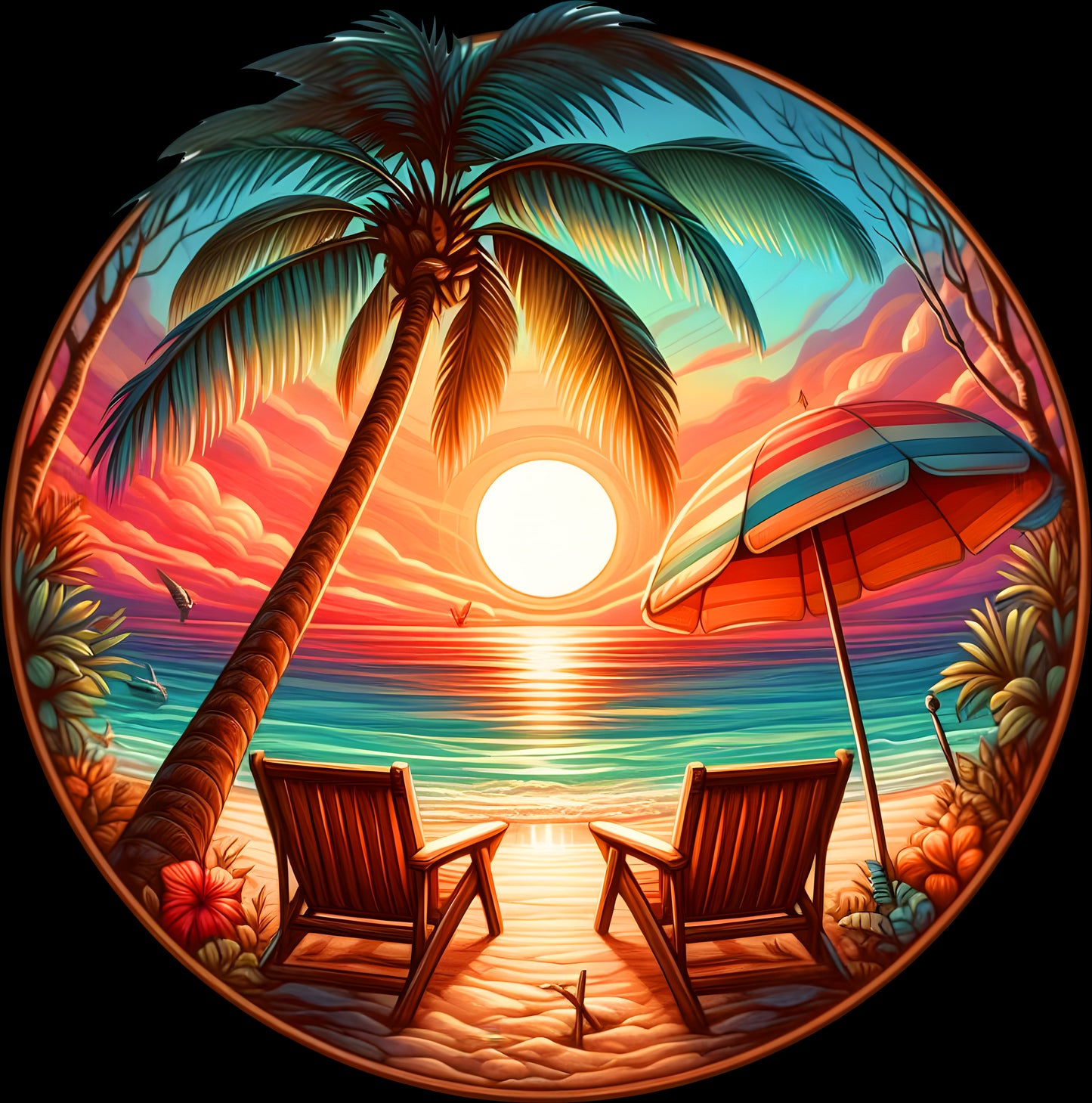 DTF Transfer – Sunset Beach Multi Sizes (BE-SC001)