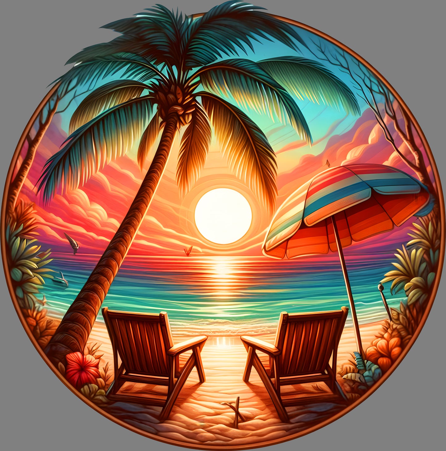 DTF Transfer – Sunset Beach Multi Sizes (BE-SC001)