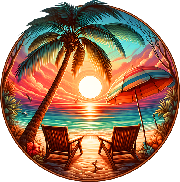 DTF Transfer – Sunset Beach Multi Sizes (BE-SC001)