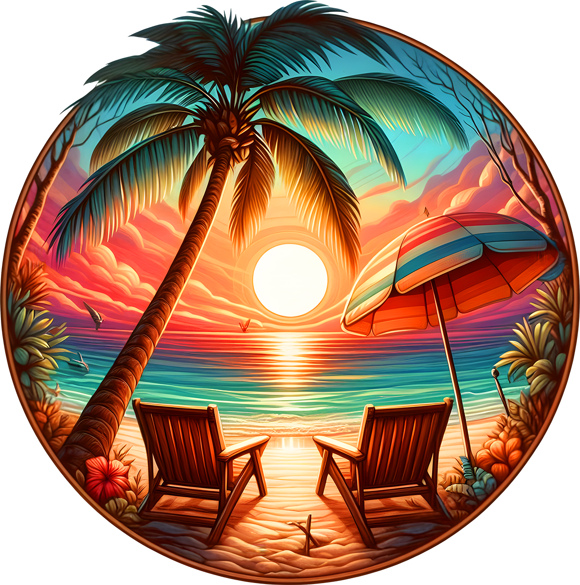 DTF Transfer – Sunset Beach Multi Sizes (BE-SC001)