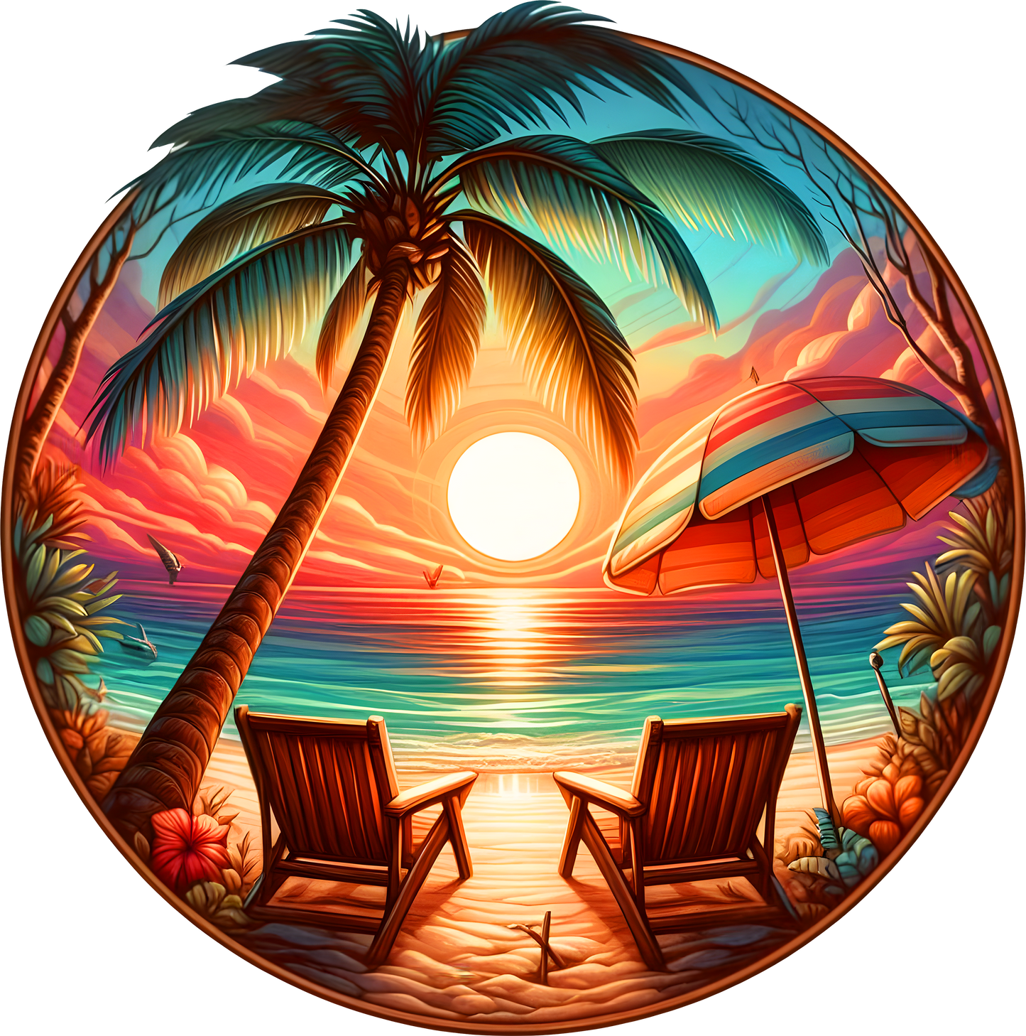DTF Transfer – Sunset Beach Multi Sizes (BE-SC001)