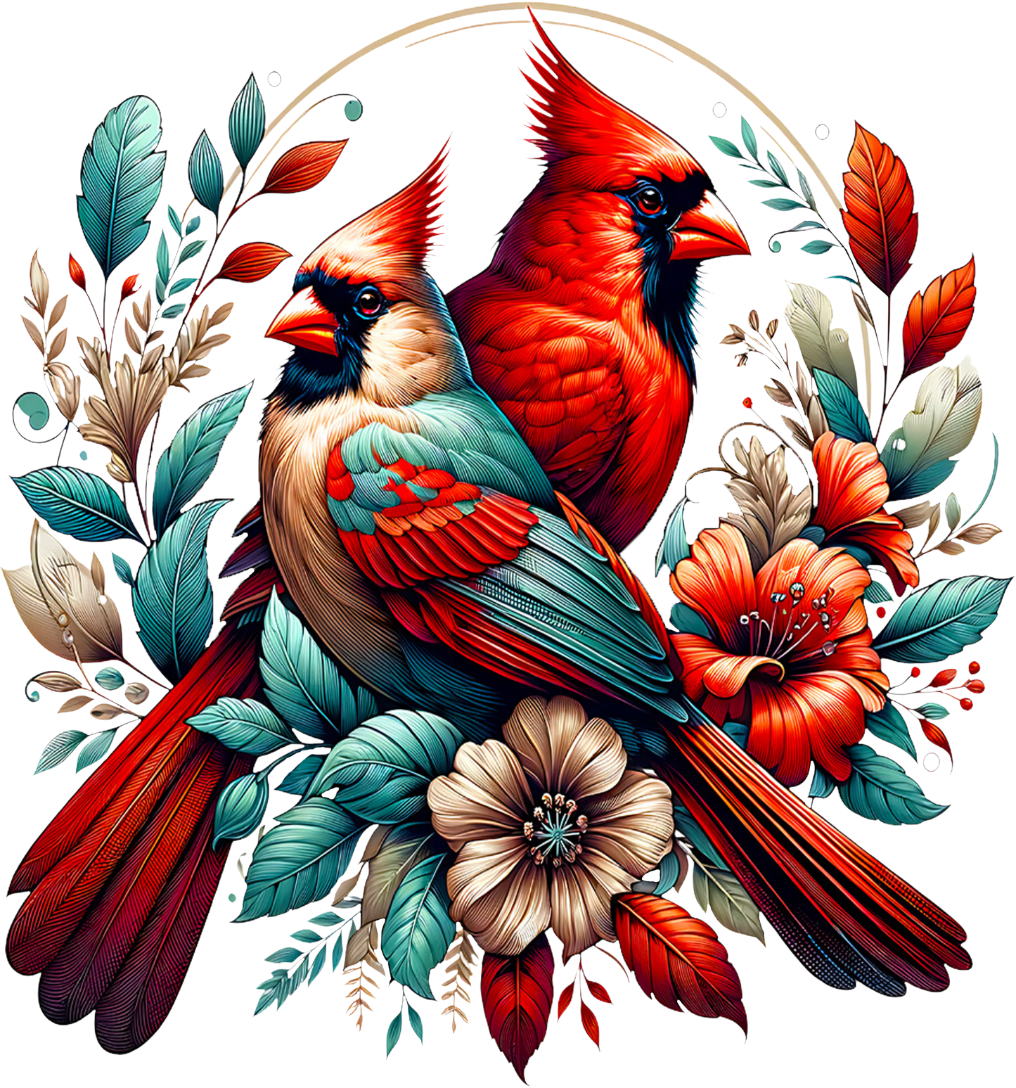 DTF Transfer – Cardinals Flowers Multi Sizes (AN-CA001)