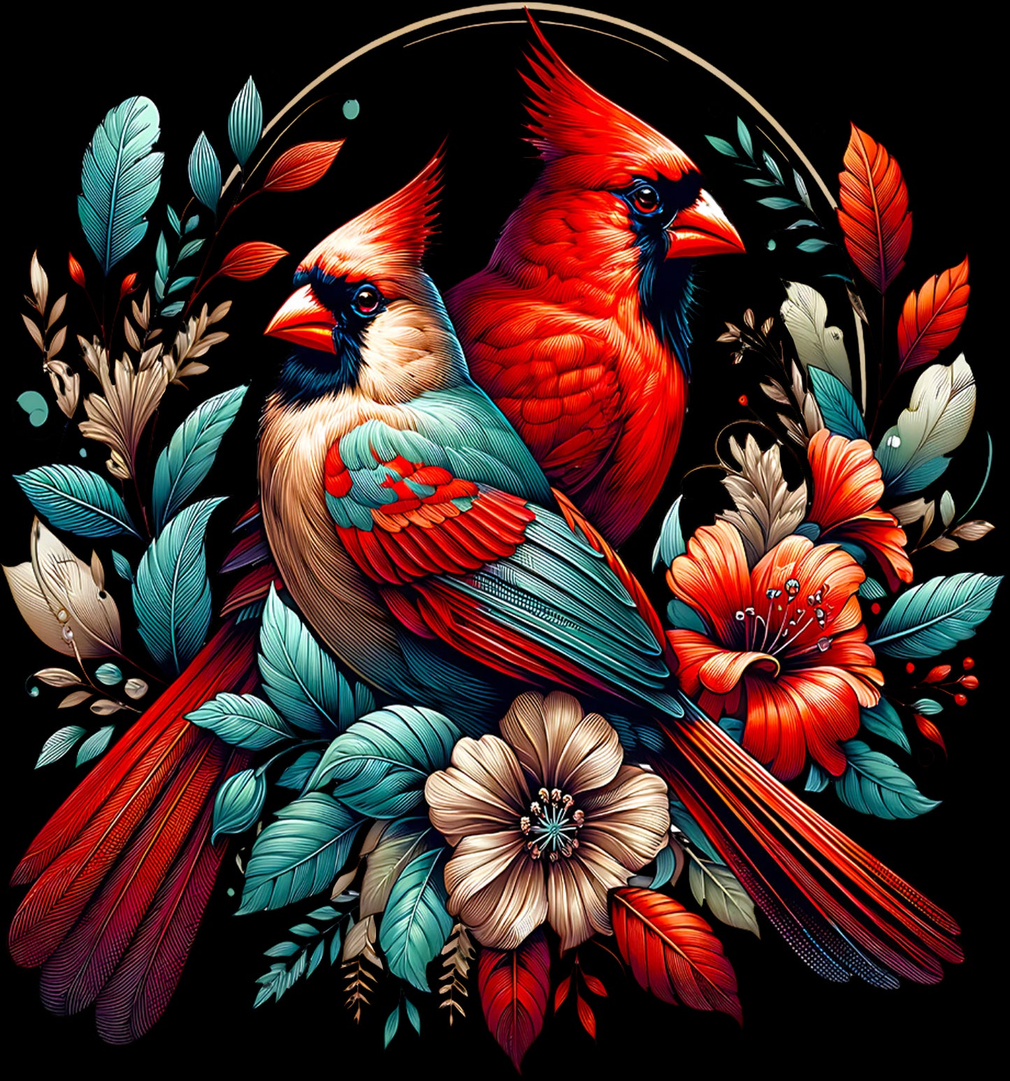 DTF Transfer – Cardinals Flowers Multi Sizes (AN-CA001)