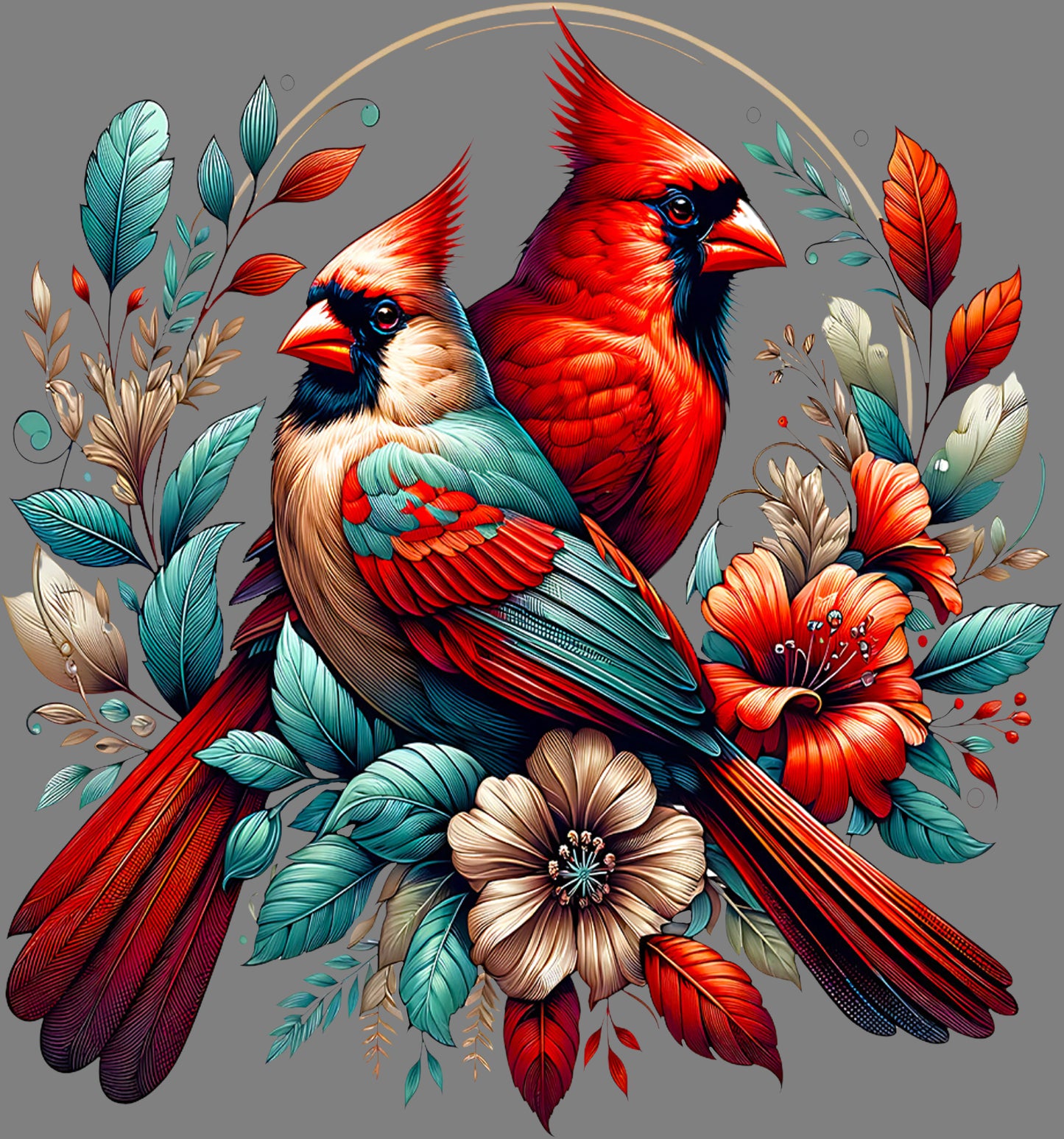 DTF Transfer – Cardinals Flowers Multi Sizes (AN-CA001)