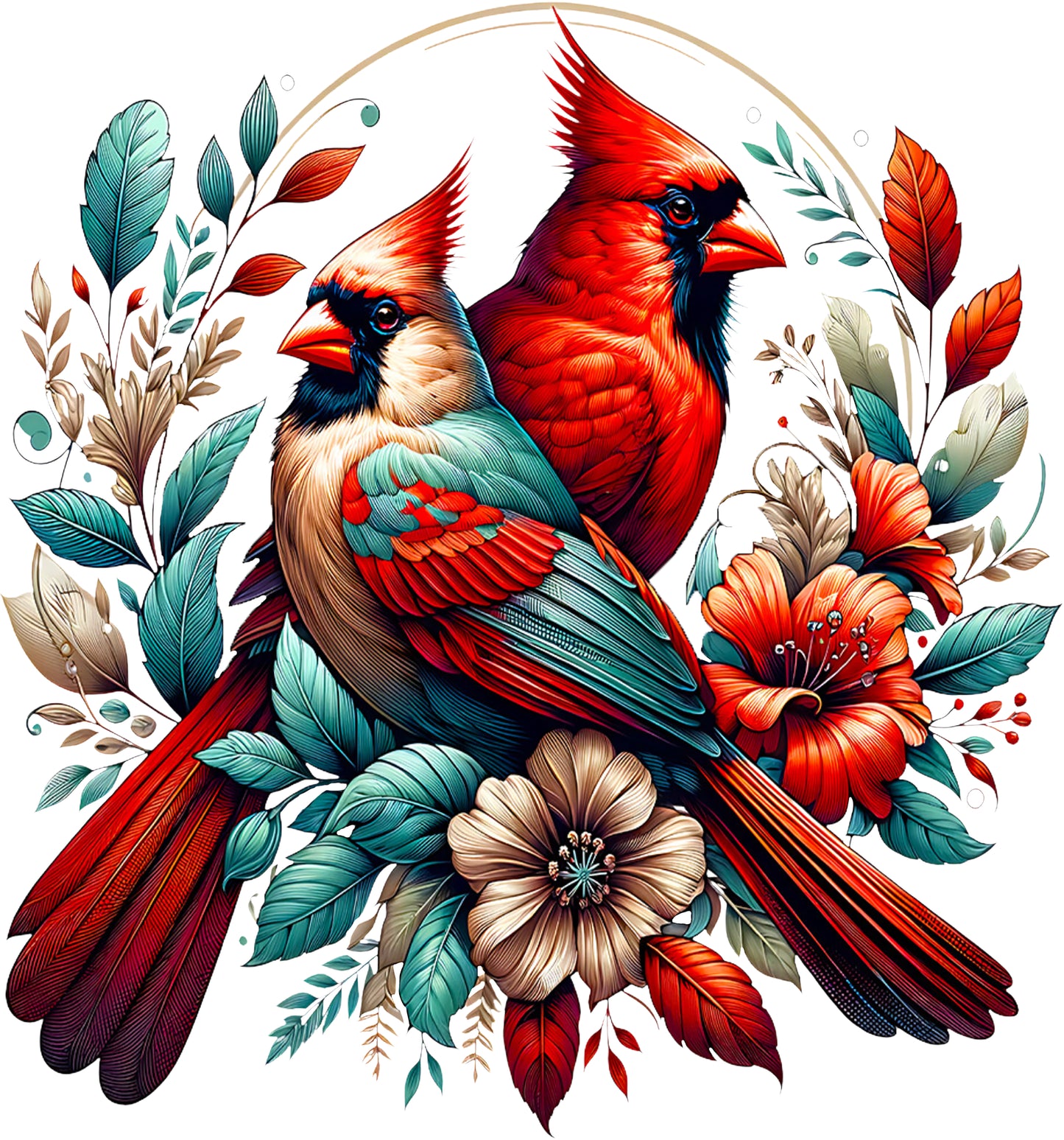 DTF Transfer – Cardinals Flowers Multi Sizes (AN-CA001)
