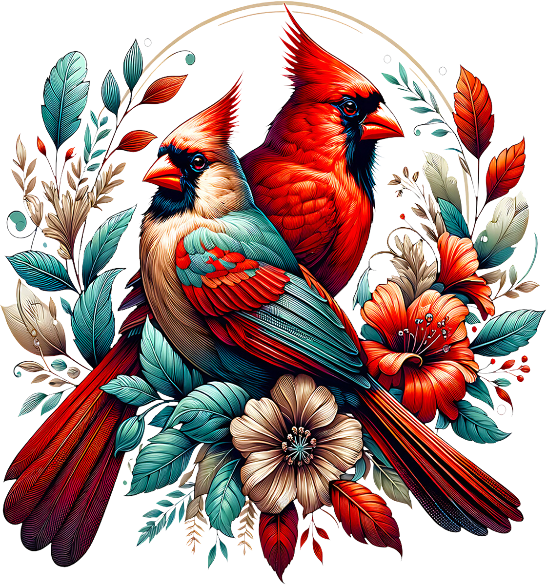 DTF Transfer – Cardinals Flowers Multi Sizes (AN-CA001)