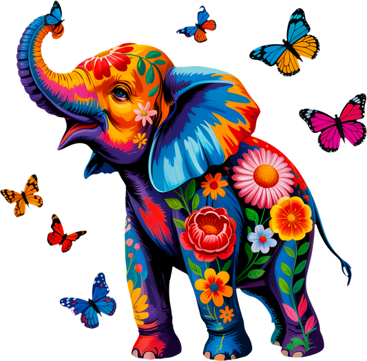 DTF Transfer – Elephant Butterfly Multi Sizes (AN-EL001)