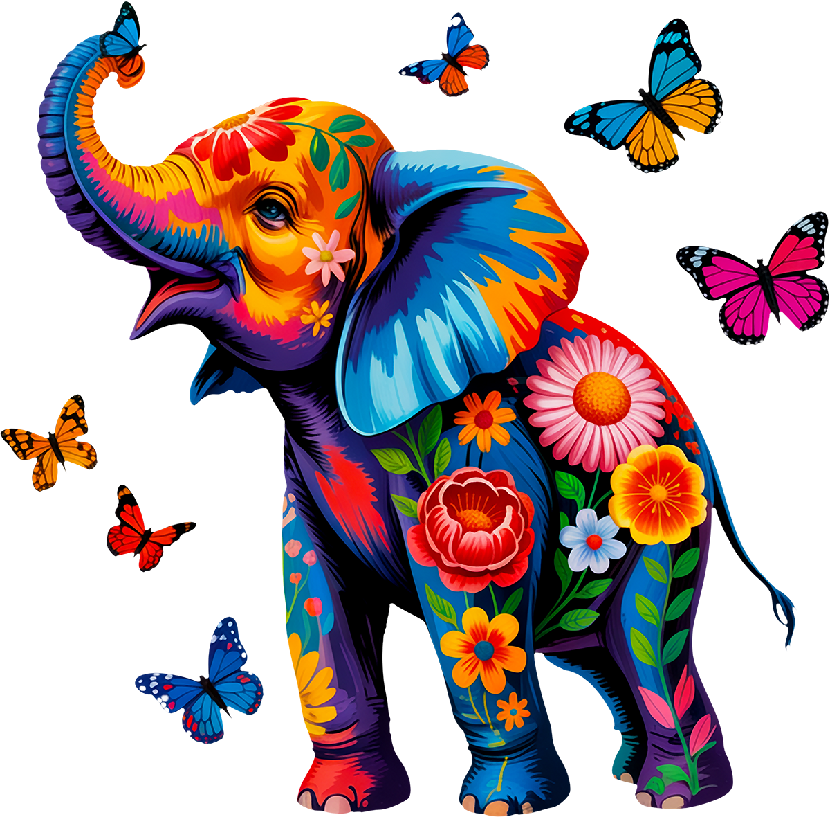 DTF Transfer – Elephant Butterfly Multi Sizes (AN-EL001)
