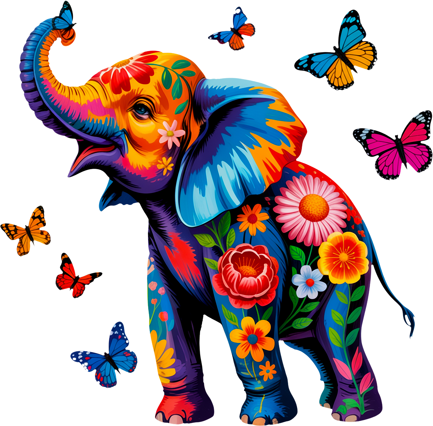 DTF Transfer – Elephant Butterfly Multi Sizes (AN-EL001)
