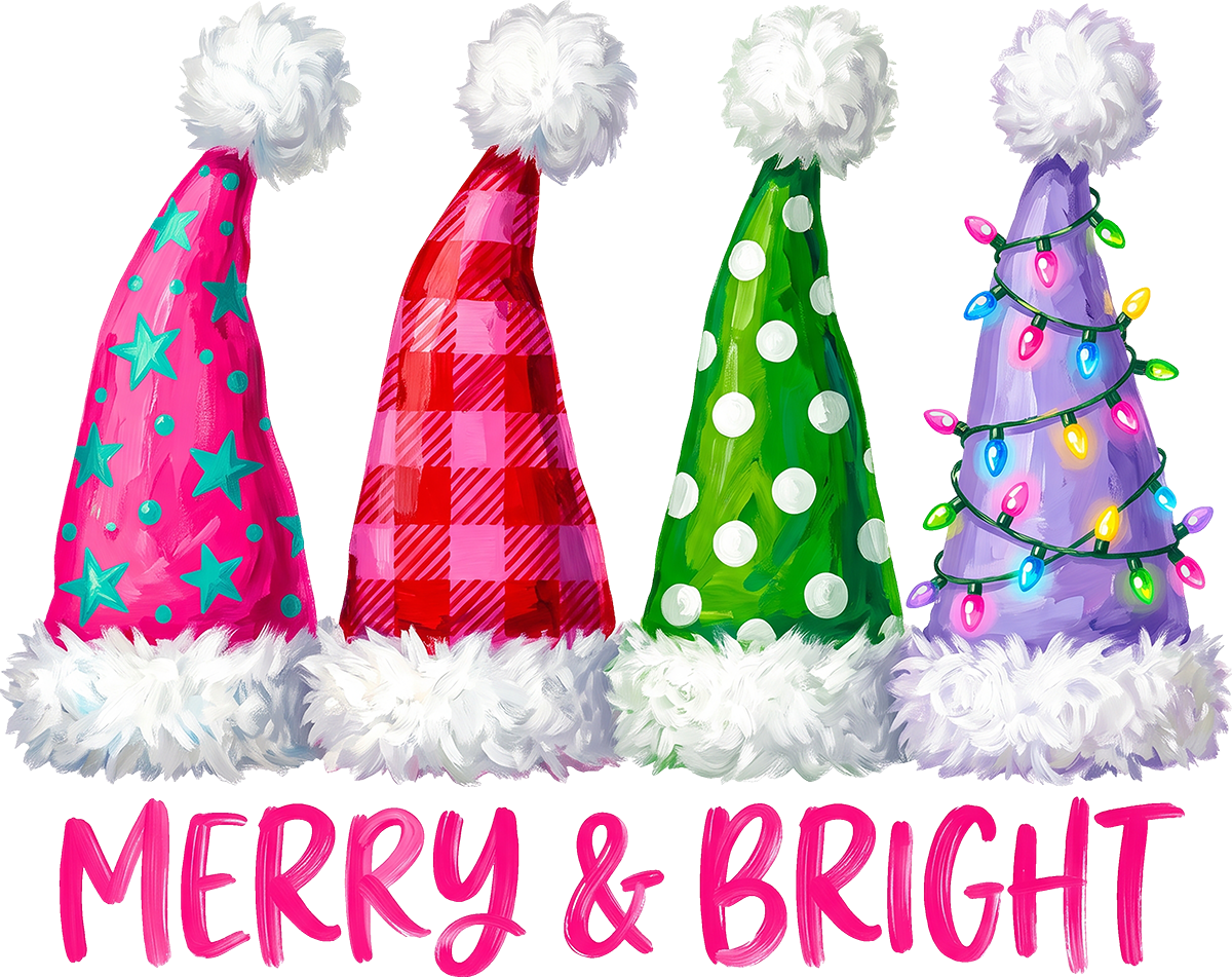 DTF Transfer - Merry Bright Xmas Hats A (CM-AC001)
