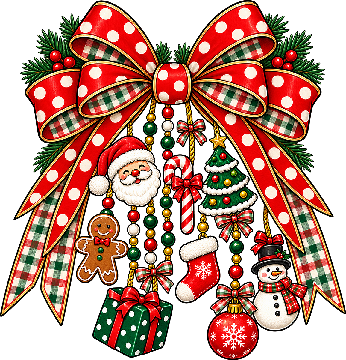 DTF Transfer - Xmas Bow Charms A (CM-BW002)