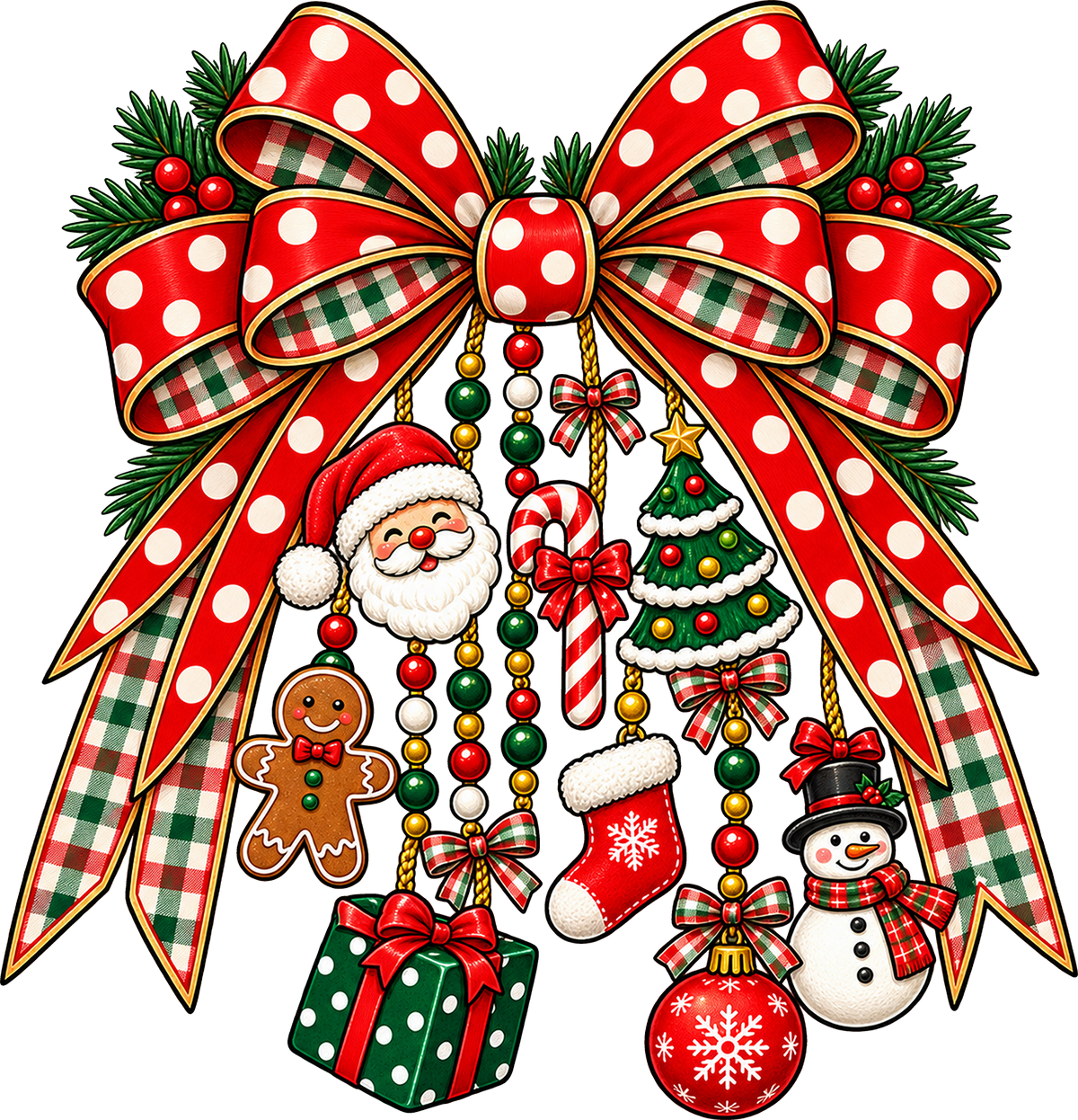 DTF Transfer - Xmas Bow Charms A (CM-BW002)