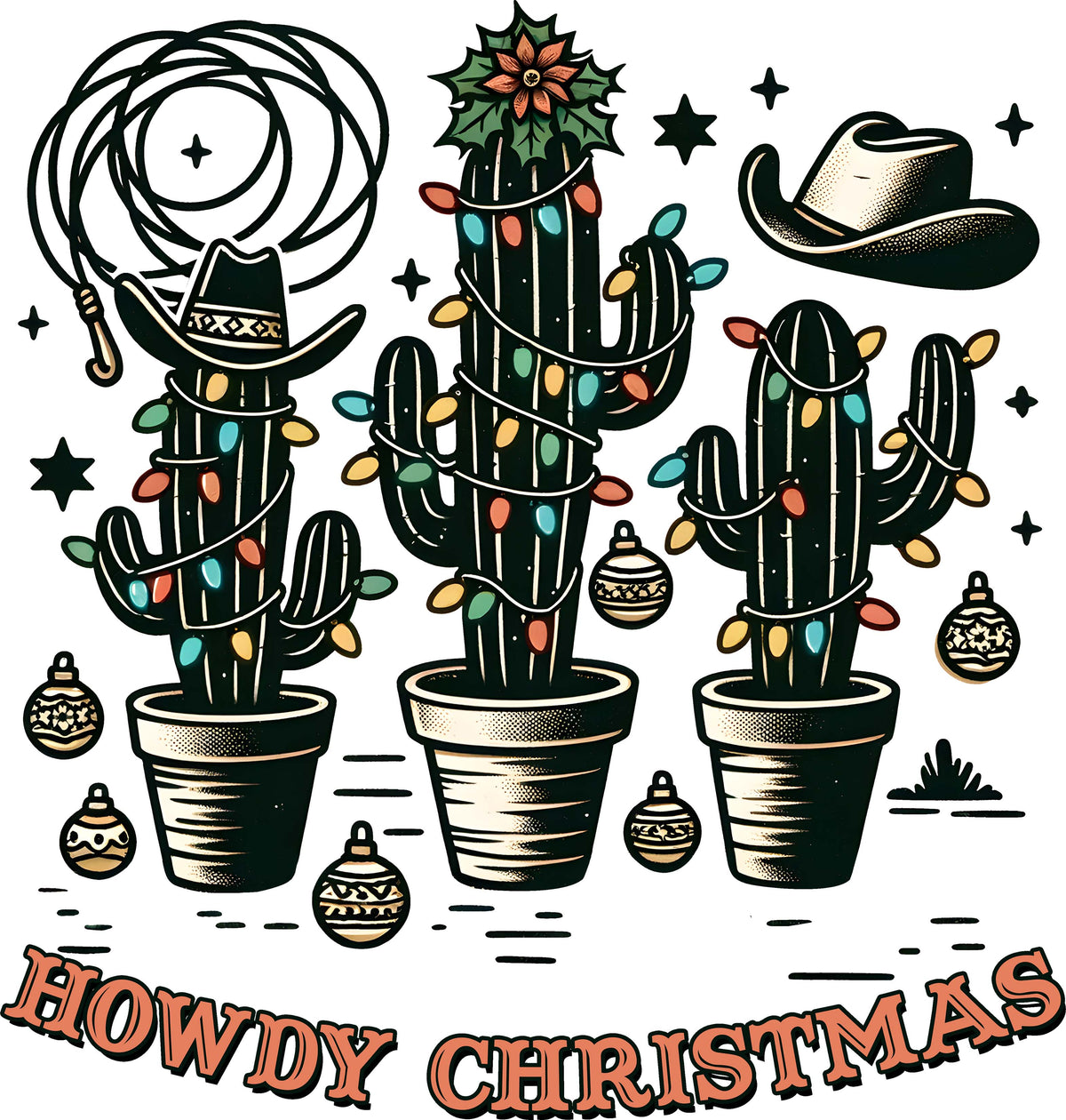 DTF Transfer - Howdy Xmas Cactus Scene (CM-CT002)