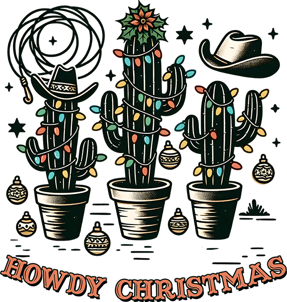 DTF Transfer - Howdy Xmas Cactus Scene (CM-CT002)