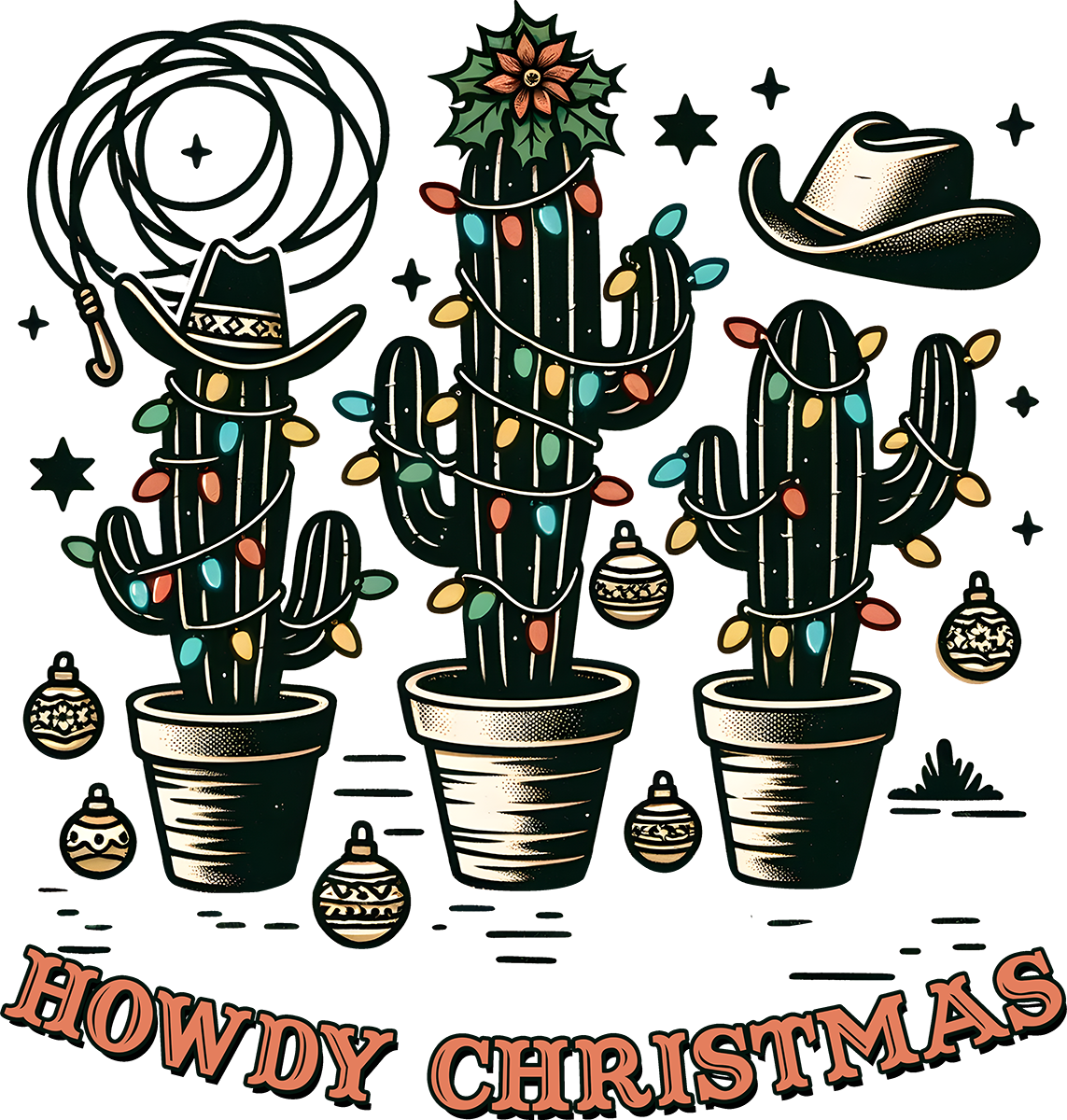 DTF Transfer - Howdy Xmas Cactus Scene (CM-CT002)