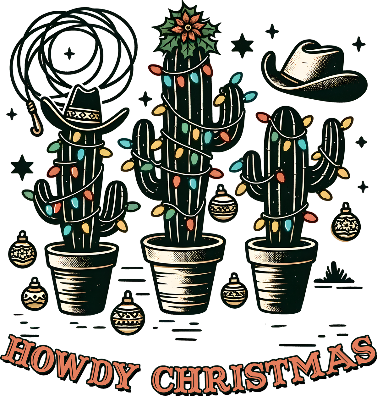 DTF Transfer - Howdy Xmas Cactus Scene (CM-CT002)