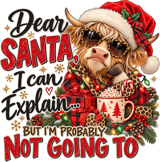 DTF Transfer - Xmas Cow Santa Explain Not (CM-CW010)