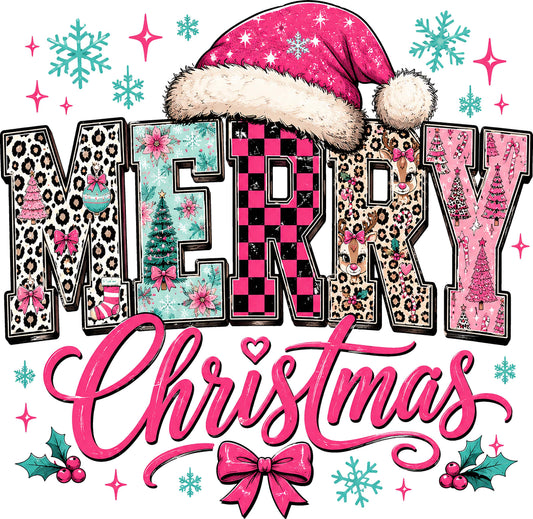 DTF Transfer - Pink Merry Xmas A (CM-MC002)