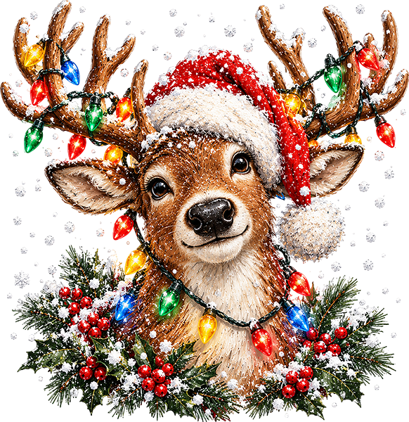 DTF Transfer - Xmas Reindeer Lights (CM-RD005)