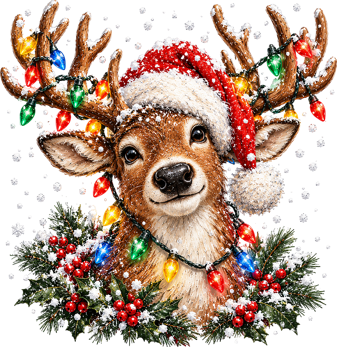 DTF Transfer - Xmas Reindeer Lights (CM-RD005)