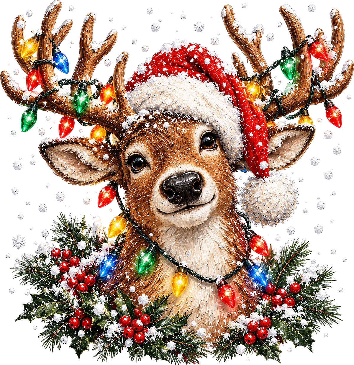 DTF Transfer - Xmas Reindeer Lights (CM-RD005)