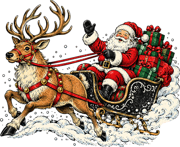 DTF Transfer - Santa Sleigh A (CM-SA014)