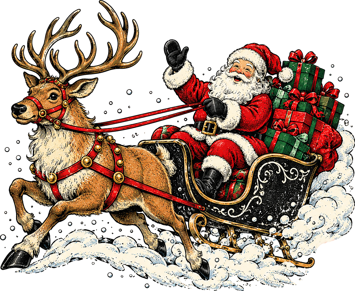 DTF Transfer - Santa Sleigh A (CM-SA014)