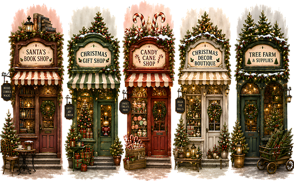 DTF Transfer - Xmas Shops A (CM-SC016)