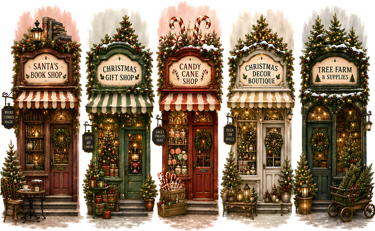 DTF Transfer - Xmas Shops A (CM-SC016)