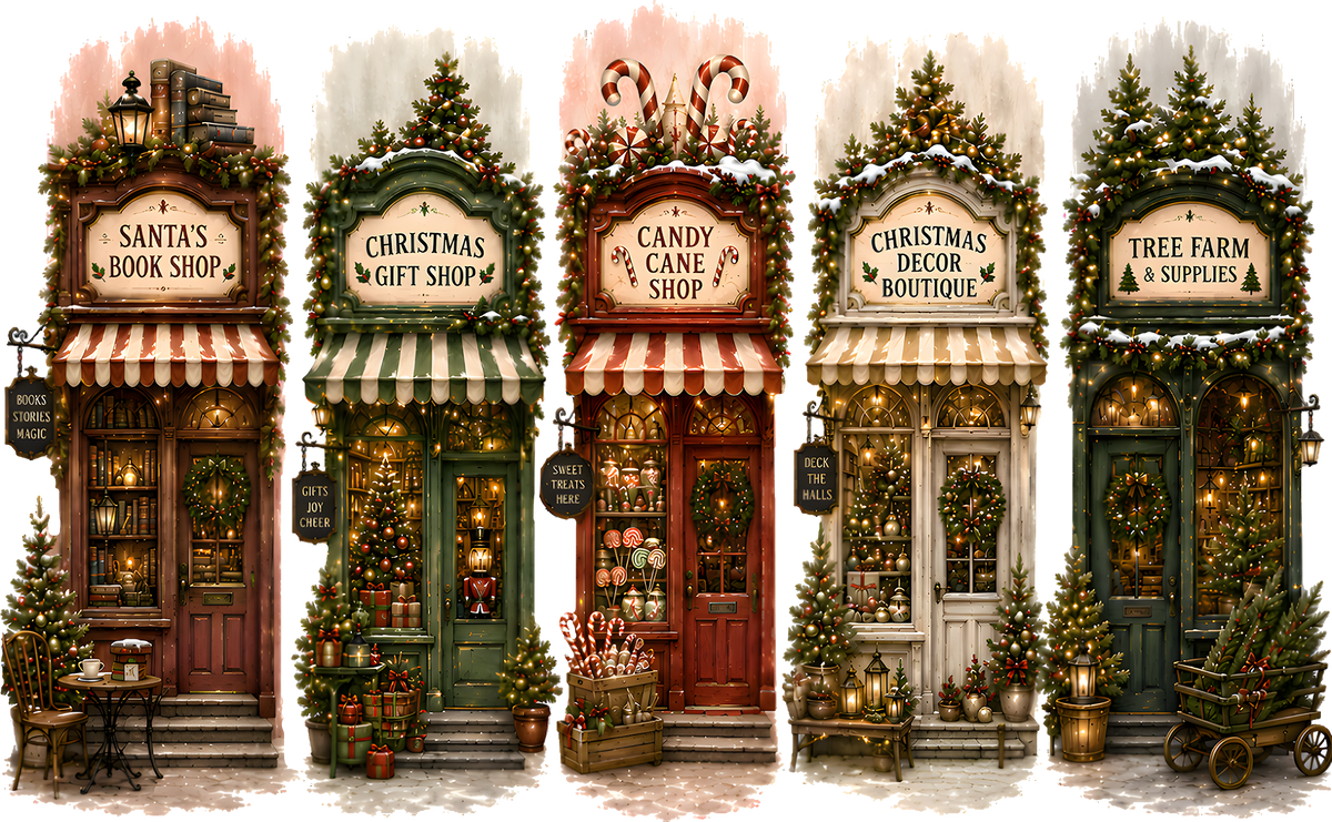 DTF Transfer - Xmas Shops A (CM-SC016)