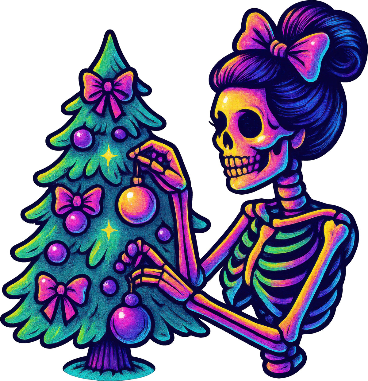 DTF Transfer - Iridescent Skeleton Tree A (CM-SK001)