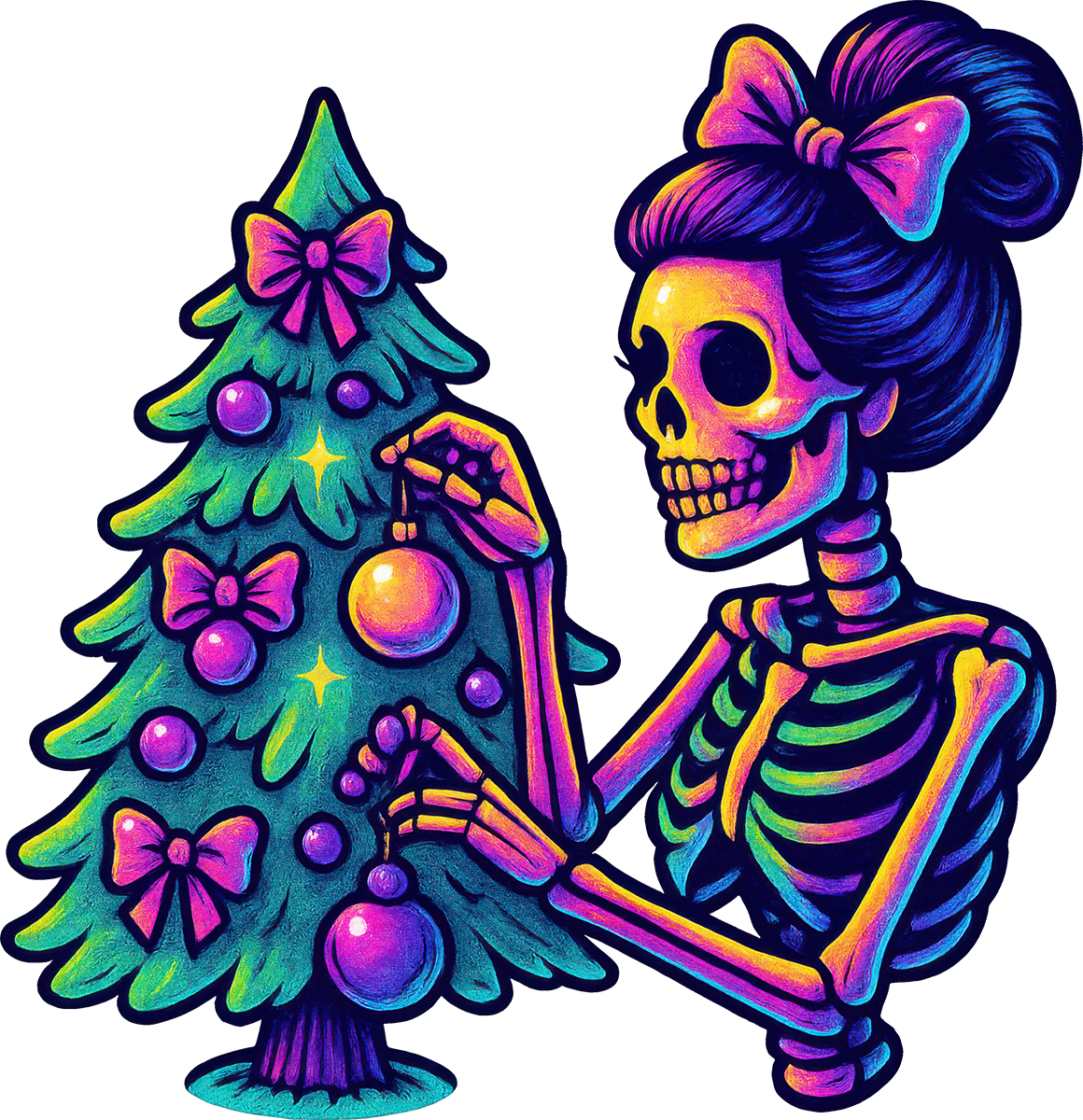 DTF Transfer - Iridescent Skeleton Tree A (CM-SK001)