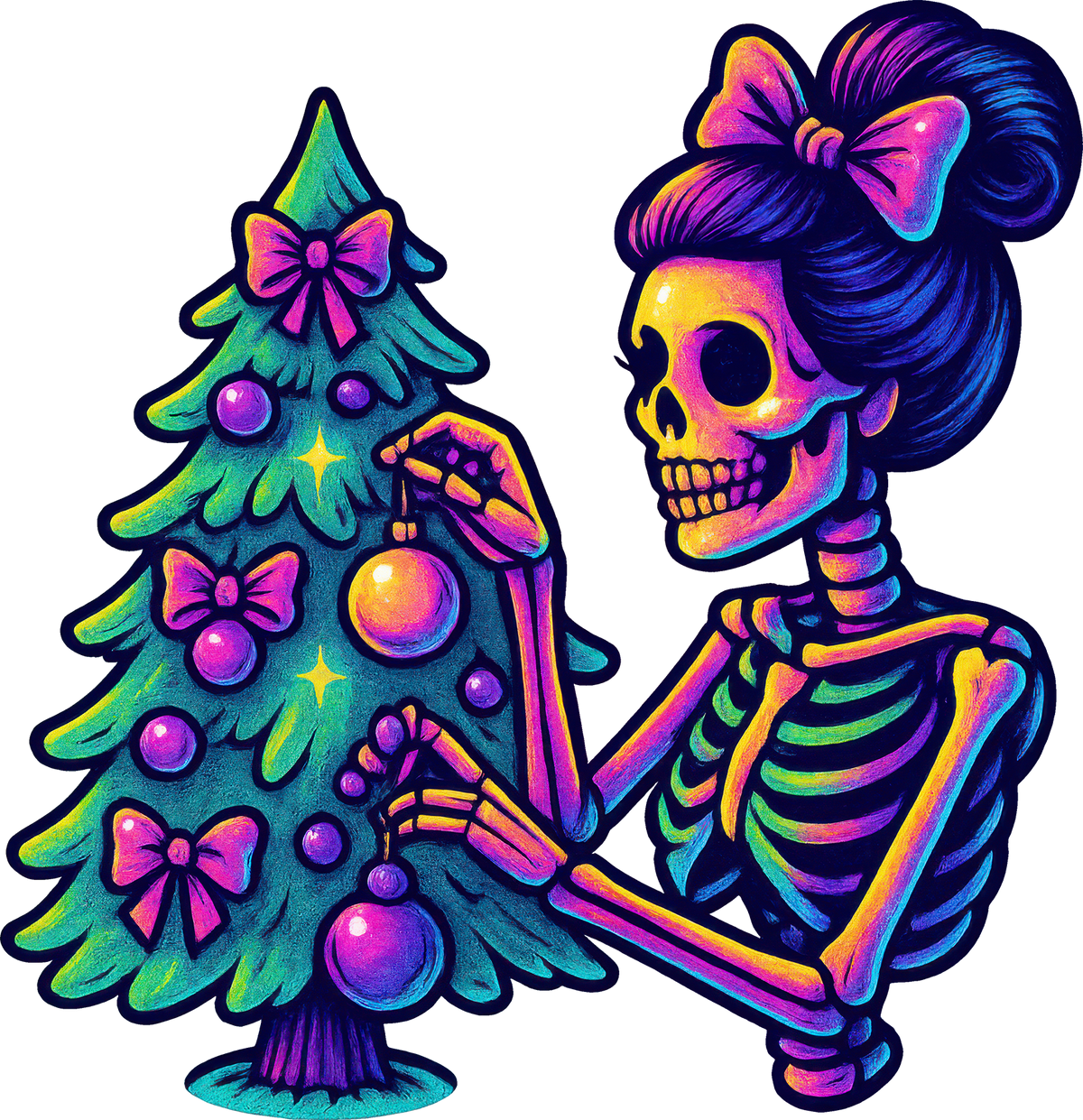DTF Transfer - Iridescent Skeleton Tree A (CM-SK001)