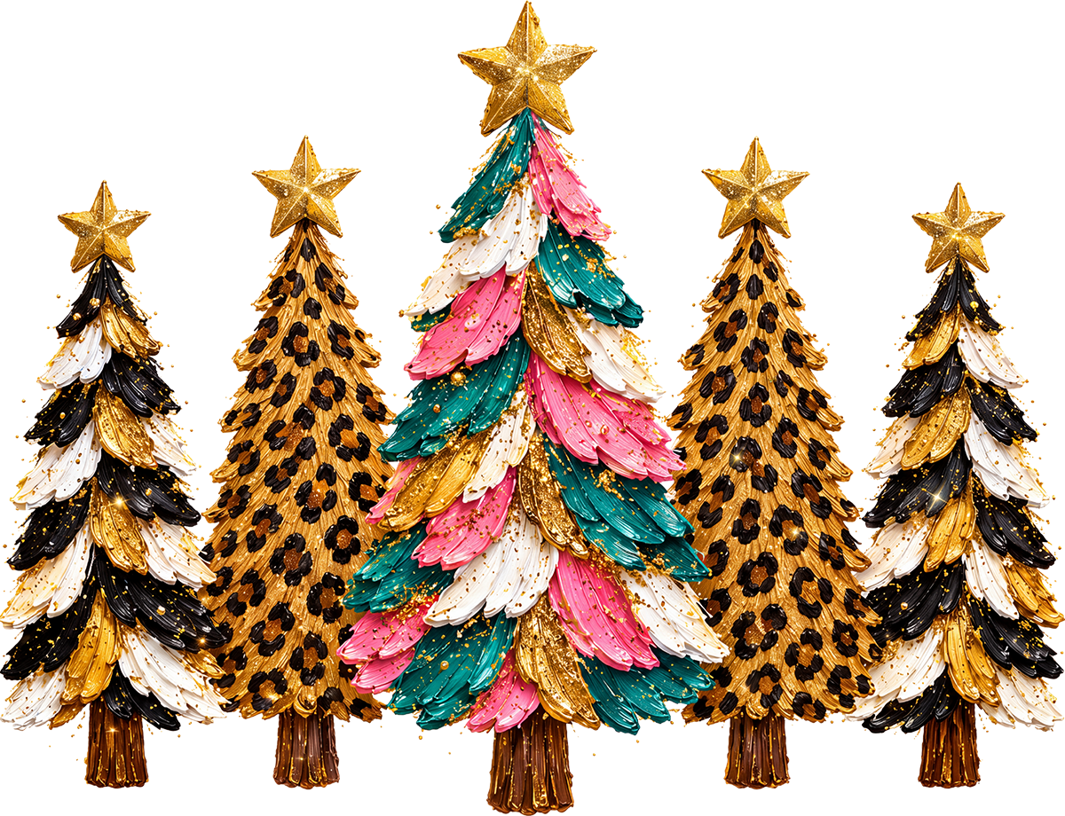 DTF Transfer - Paint Xmas Trees Gold Color (CM-TR018)