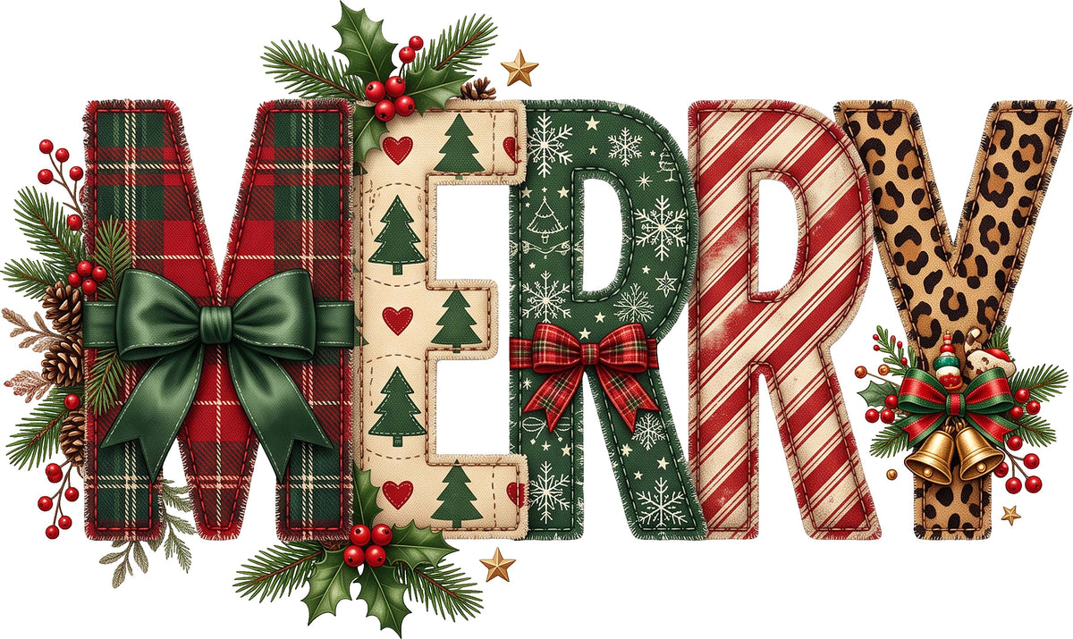 DTF Transfer - Patchwork Merry (CM-TX011)
