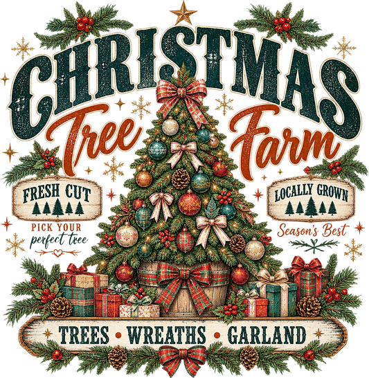 DTF Transfer - Xmas Tree Vintage A (CM-VN001)