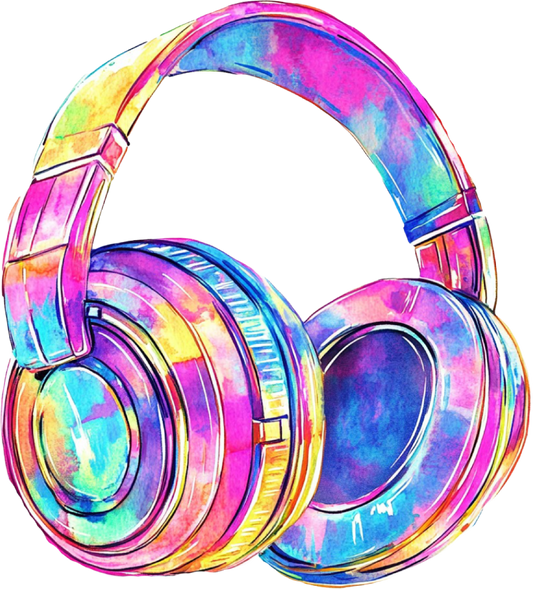 DTF Transfer – Watercolor Headphones Multi Sizes (RT-AC001)