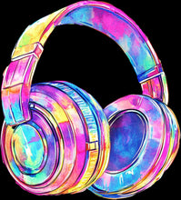 Load image into Gallery viewer, DTF Transfer – CM Watercolor Headphones Multi Sizes

