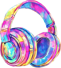 Load image into Gallery viewer, DTF Transfer – CM Watercolor Headphones Multi Sizes
