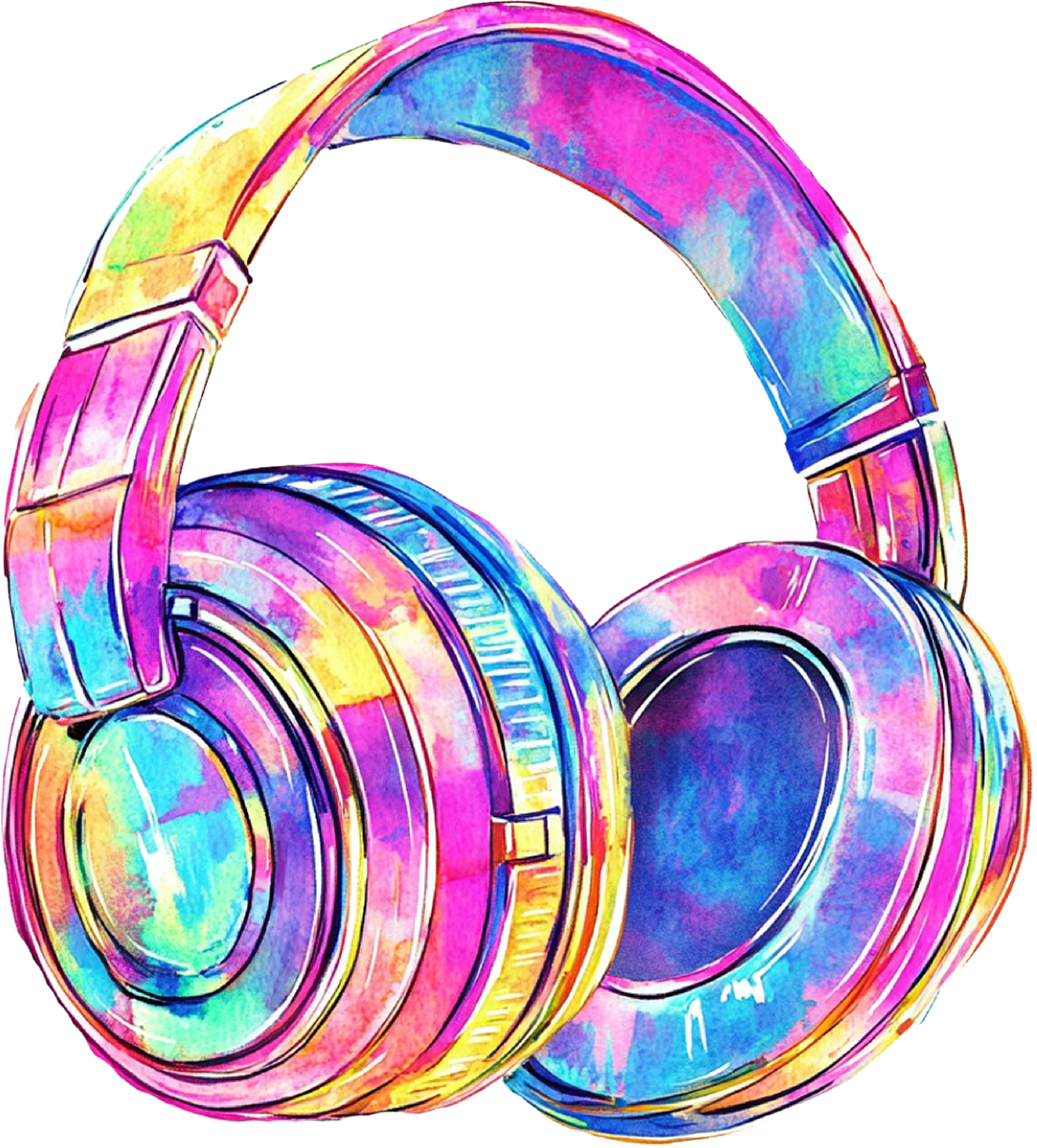 DTF Transfer – Watercolor Headphones Multi Sizes (RT-AC001)