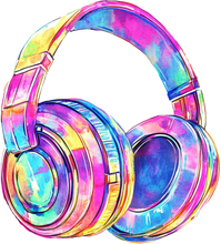 Load image into Gallery viewer, DTF Transfer – CM Watercolor Headphones Multi Sizes
