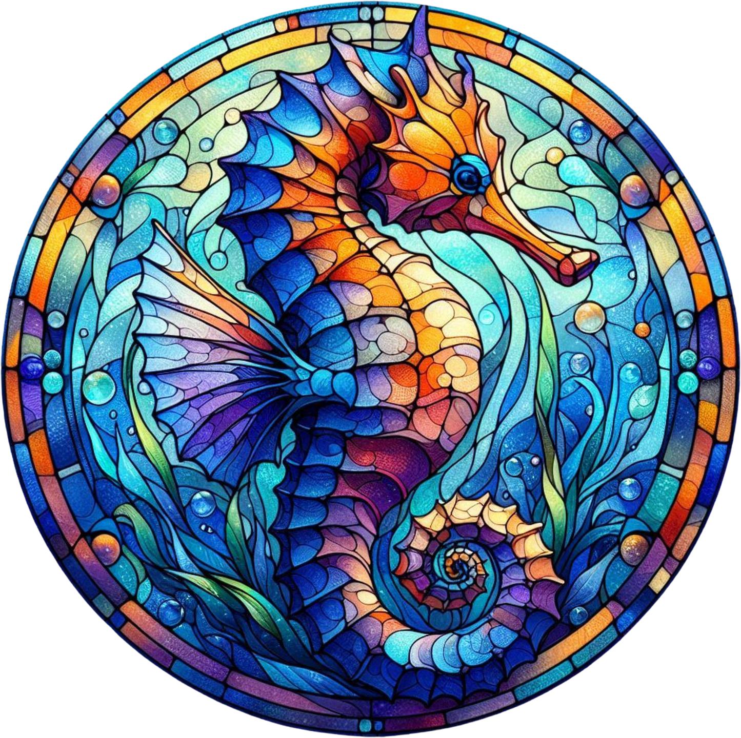 DTF Transfer – Glass Seahorse Multi Sizes (AN-SH001)