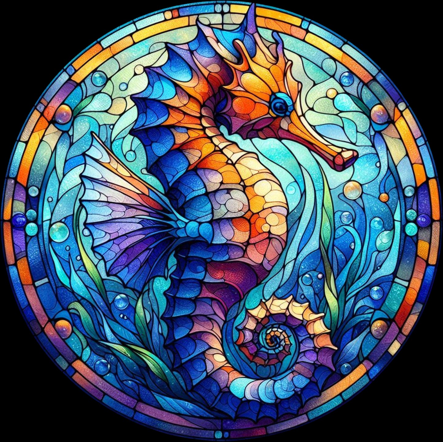 DTF Transfer – Glass Seahorse Multi Sizes (AN-SH001)