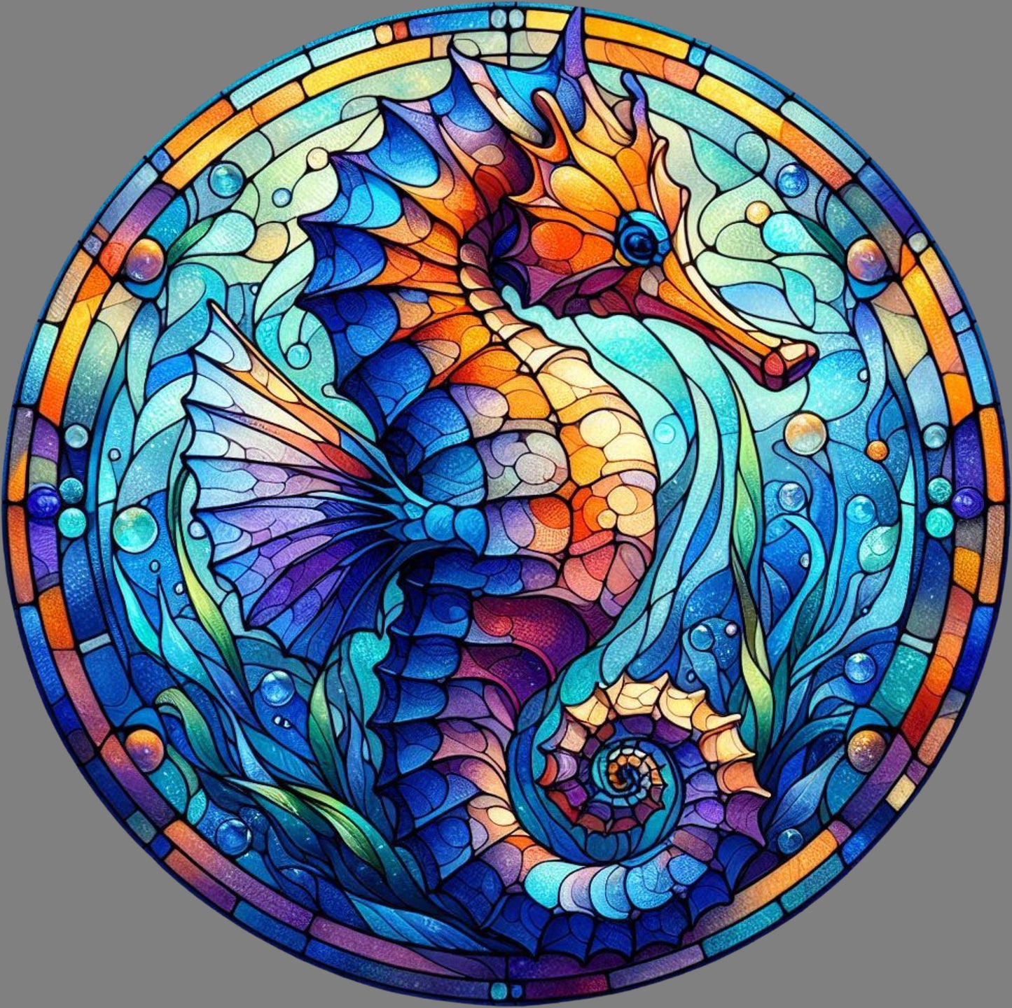 DTF Transfer – Glass Seahorse Multi Sizes (AN-SH001)