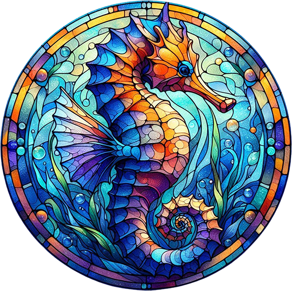 DTF Transfer – Glass Seahorse Multi Sizes (AN-SH001)