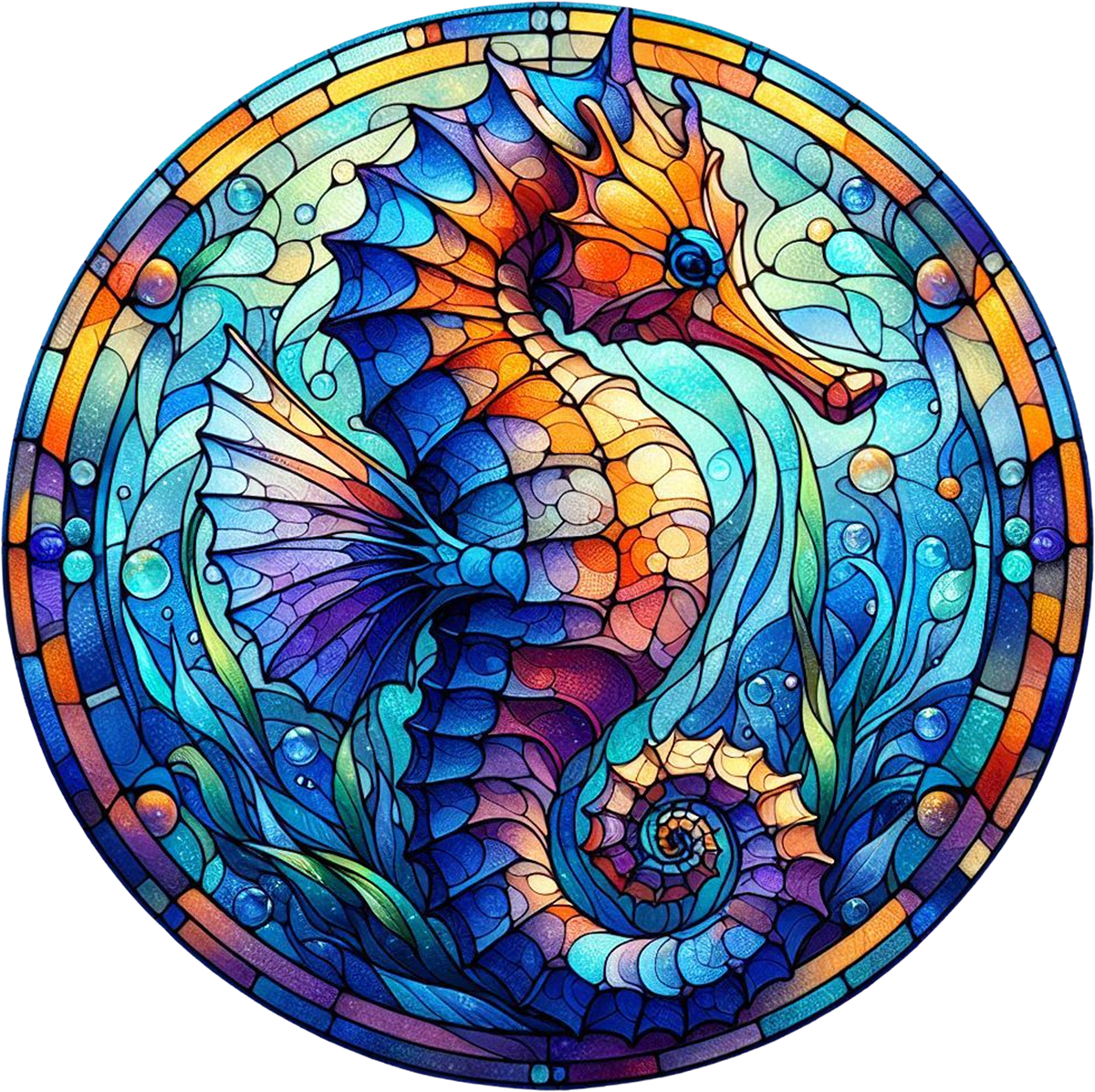 DTF Transfer – Glass Seahorse Multi Sizes (AN-SH001)