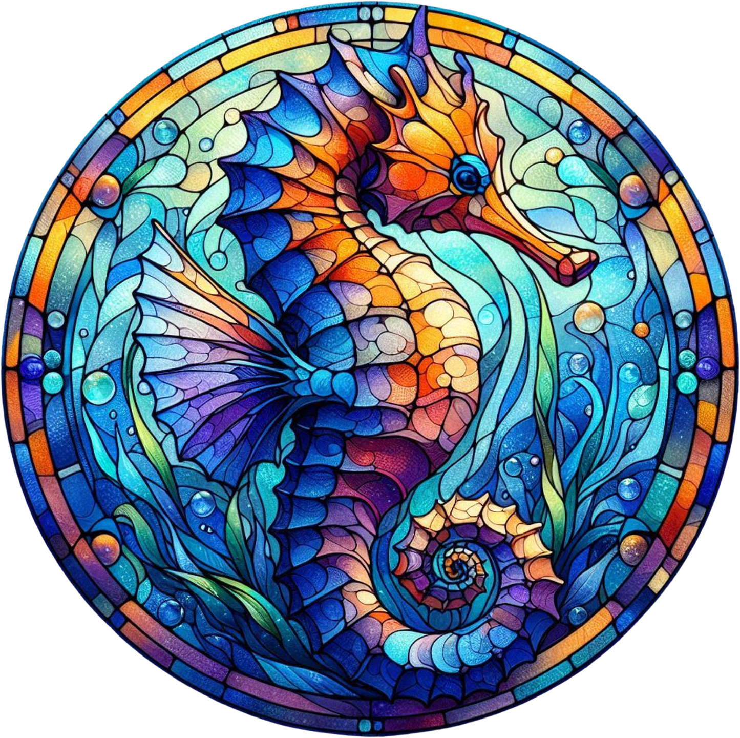 DTF Transfer – Glass Seahorse Multi Sizes (AN-SH001)